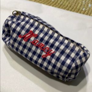 NANCY Cosmetic case blue,white gingham with NANCY